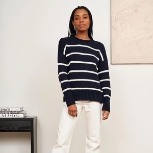 La Ligne Marina Sweater Navy Blue with White Stripes sz S